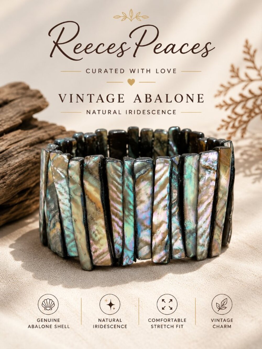 Vintage Abalone Shell Bracelet | Wide Iridescent Statement Cuff